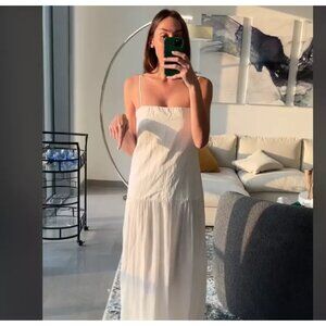 ZARA WOMAN SS24 OYSTER-WHITE CONTRAST DRESS S